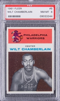 1961/62 Fleer #8 Wilt Chamberlain Rookie Card – PSA NM-MT 8 